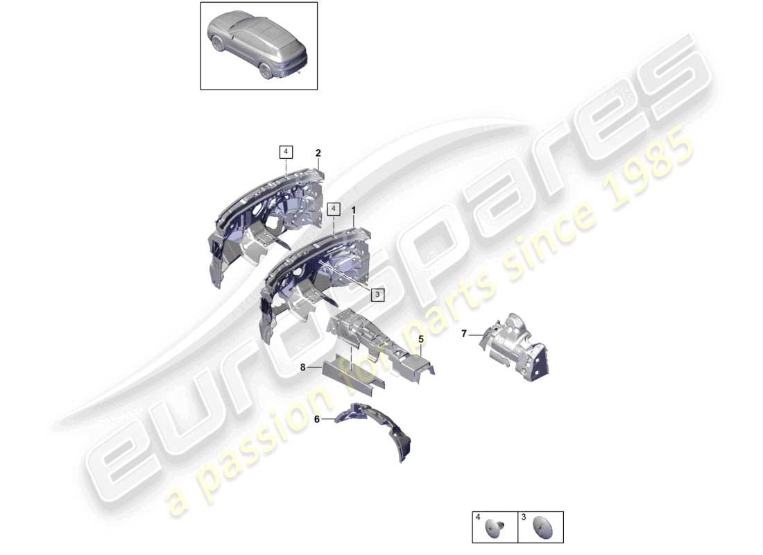 porsche 2023 (cayenne e3 9ya/9yb) sound absorber damping for vehicle interior part diagram