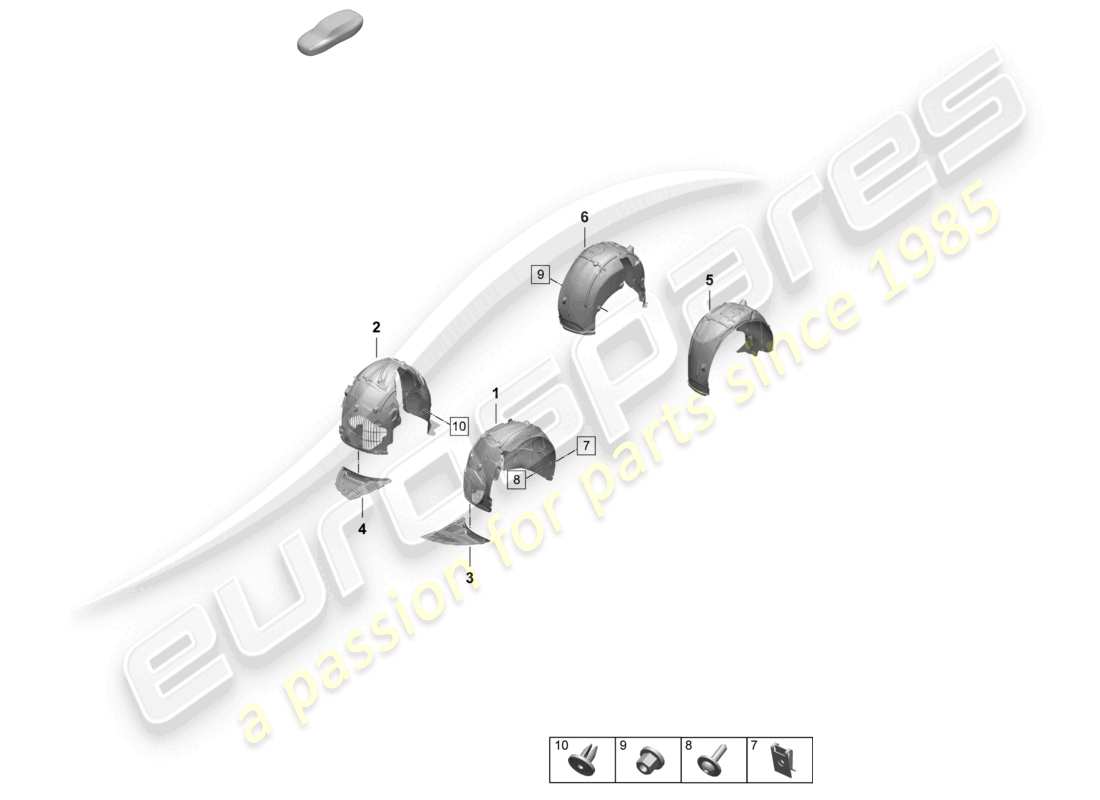 porsche 2025 (taycan 9j1-2) wheel housing liner accessories parts diagram