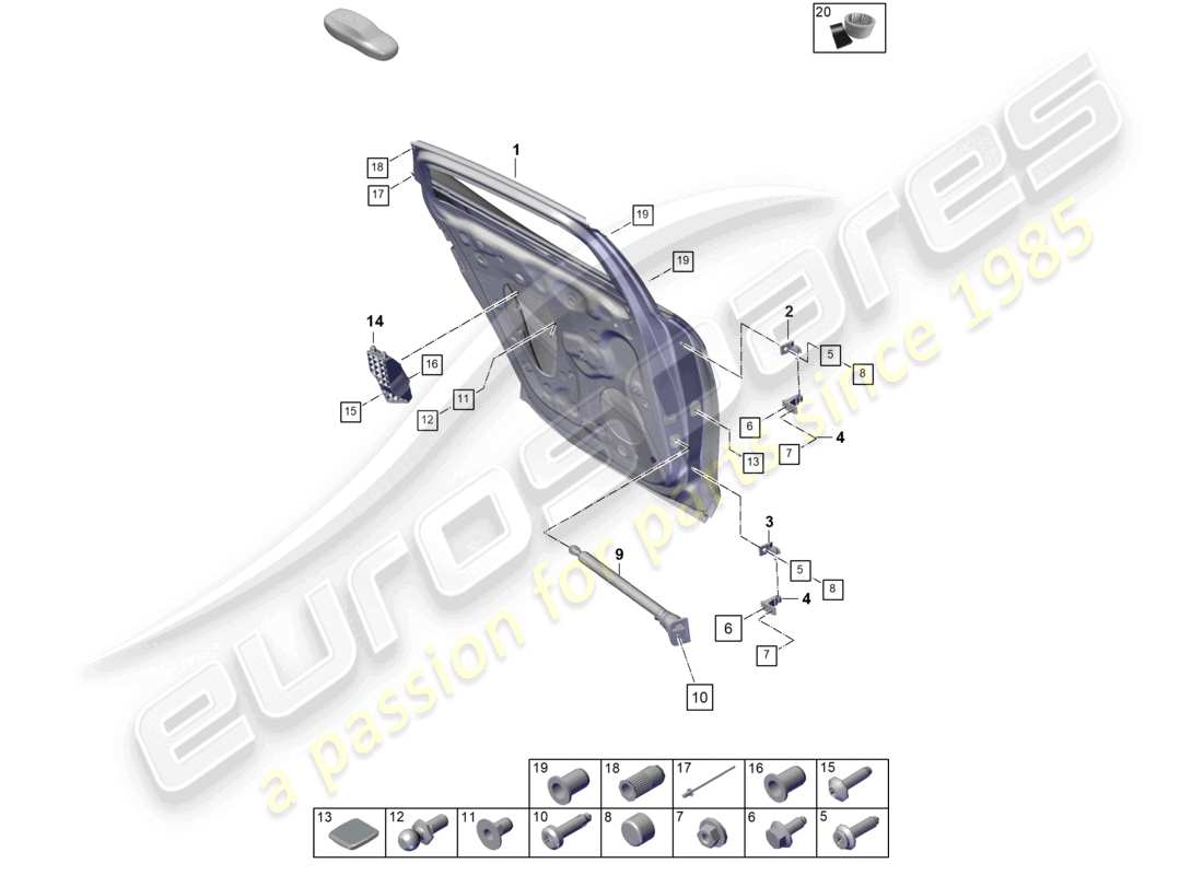porsche 2025 (panamera 976) door shell rear parts diagram