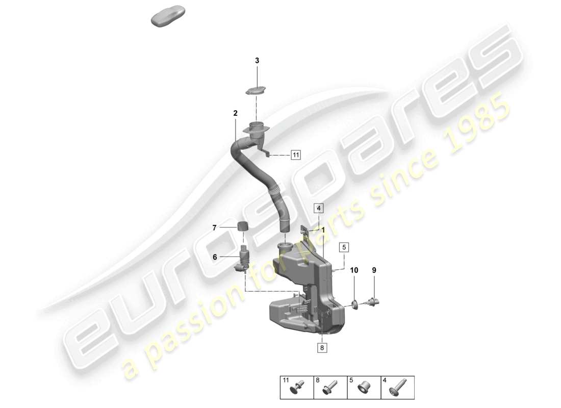 porsche 2024 (macan-e) wash water reservoir and individual parts part diagram