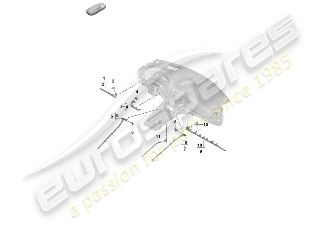 porsche 2025 (panamera 976) lamp for ambience lighting steering column centre console glove box parts diagram