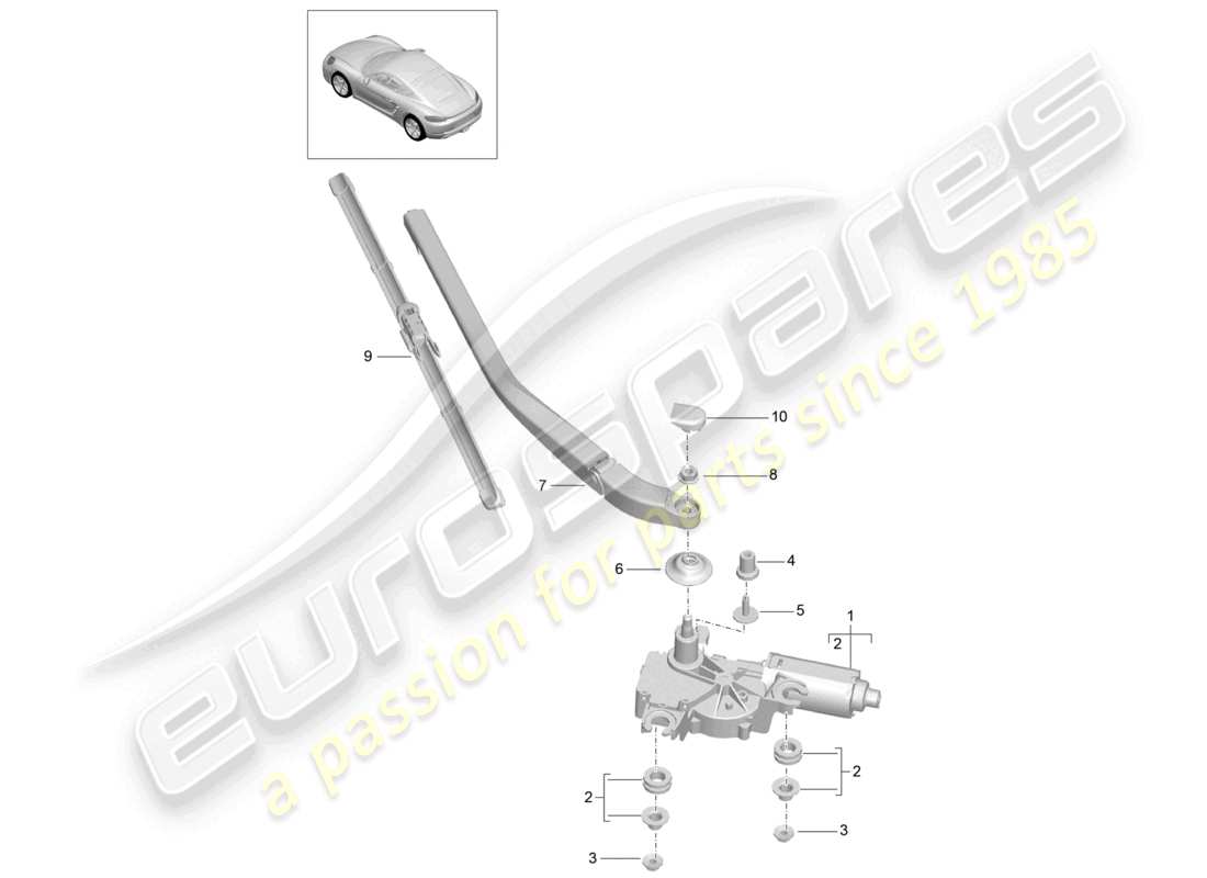 porsche 2023 (718 cayman) rear window wiper part diagram