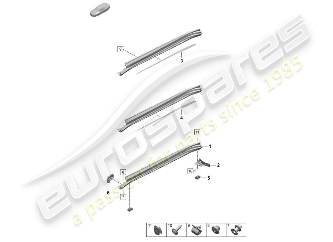 porsche 2025 (taycan 9j1-2) side member trim accessories parts diagram
