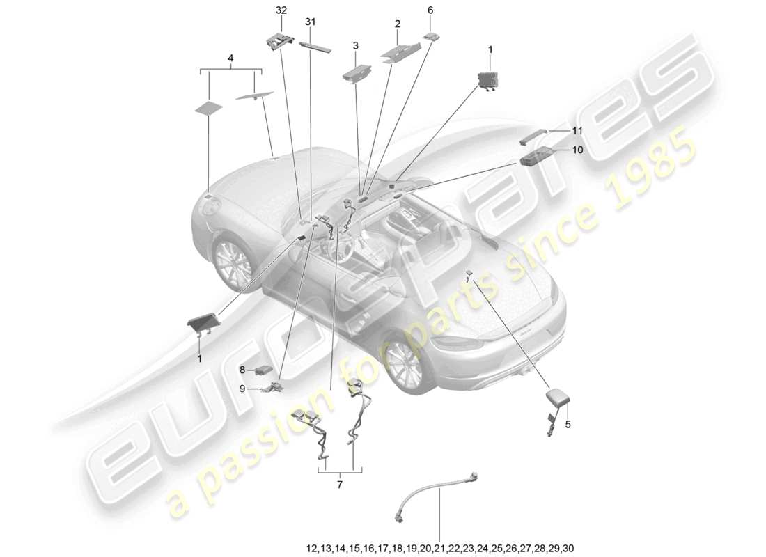 porsche 2024 (718 boxster) aerial single wire parts diagram