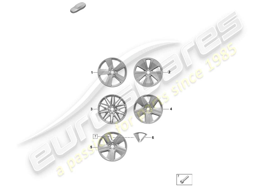 porsche 2024 (macan-e) alloy wheel part diagram