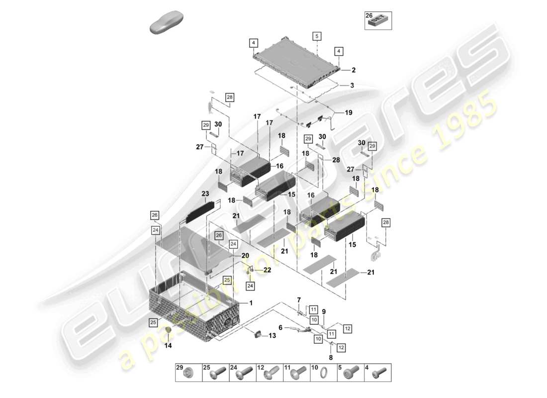 porsche 2023 (panamera 971-2) high-voltage battery hybrid individual parts parts diagram