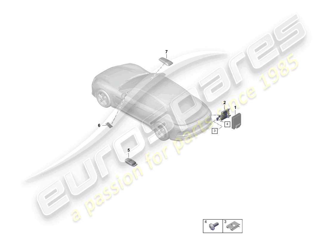 porsche 2025 (panamera 976) control and receiver unit for radio-controlled aux. heater chip card reader for road toll system parts diagram