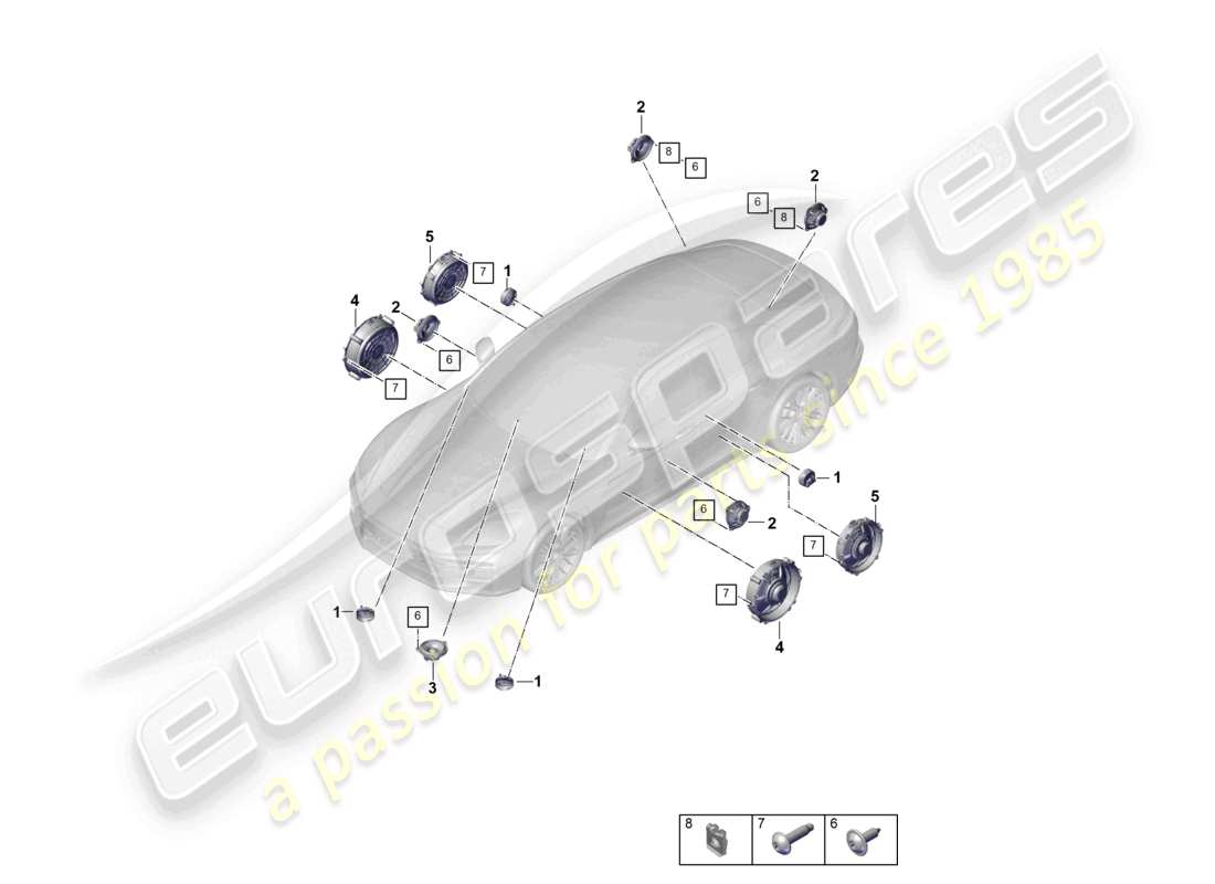 porsche 2025 (panamera 976) loudspeaker parts diagram
