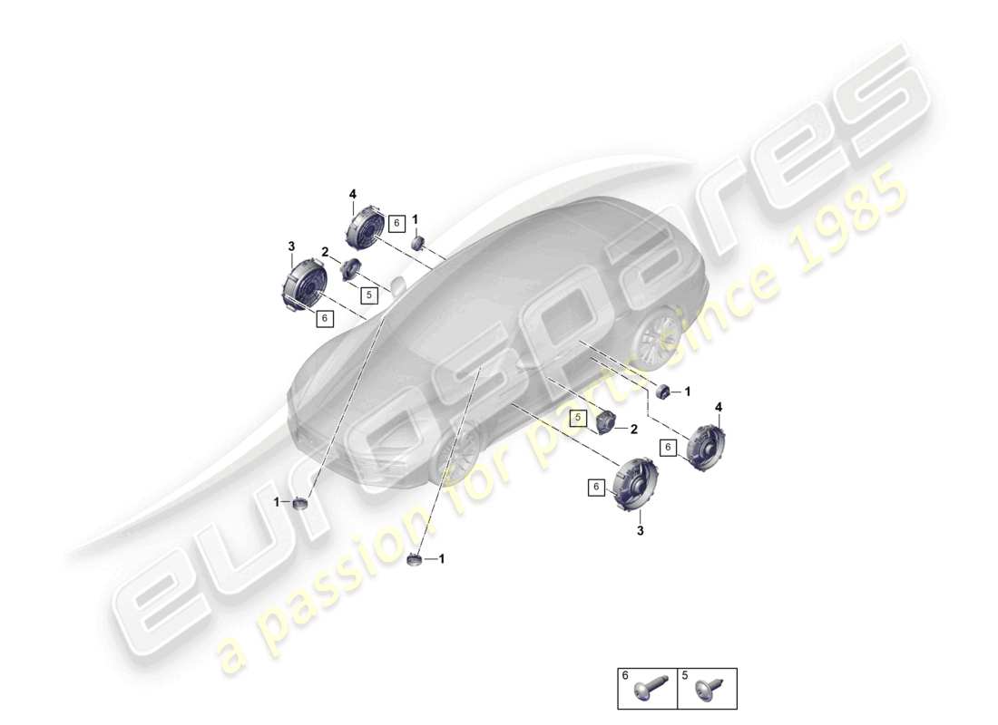 porsche 2025 (panamera 976) loudspeaker basic parts diagram