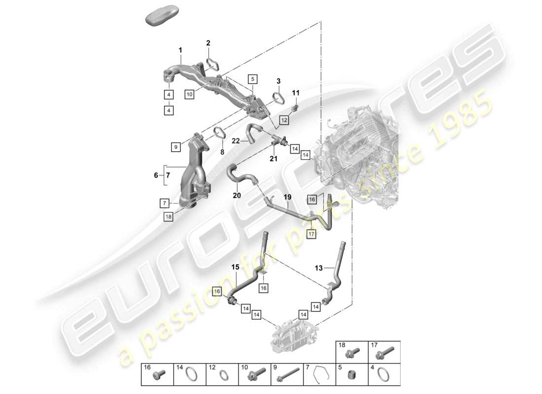 porsche 2026 (718 boxster spyder) assembly carrier coolant pipe part diagram