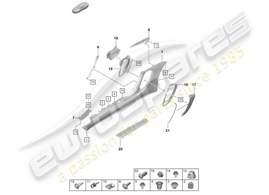 porsche 2024 (718 boxster spyder) side member trim and air guide engine bay parts diagram