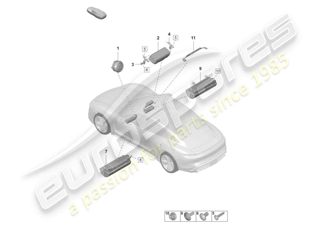 porsche 2025 (taycan 9j1-2) airbag parts diagram