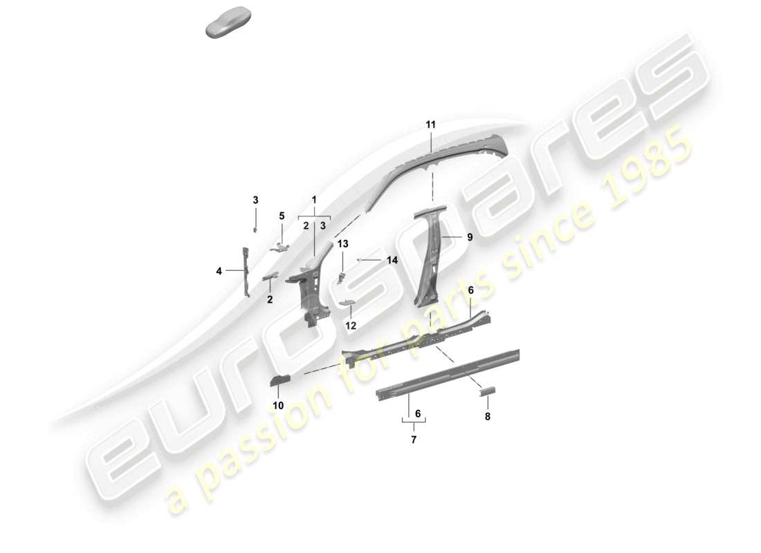 porsche 2025 (taycan 9j1-2) side panel, inner front, outer parts diagram