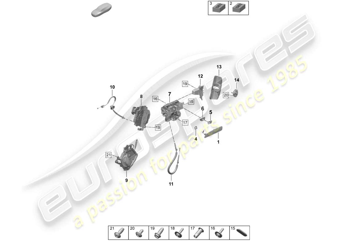 porsche 2026 (taycan 9j1-2) door handle, exterior front door lock accessories part diagram