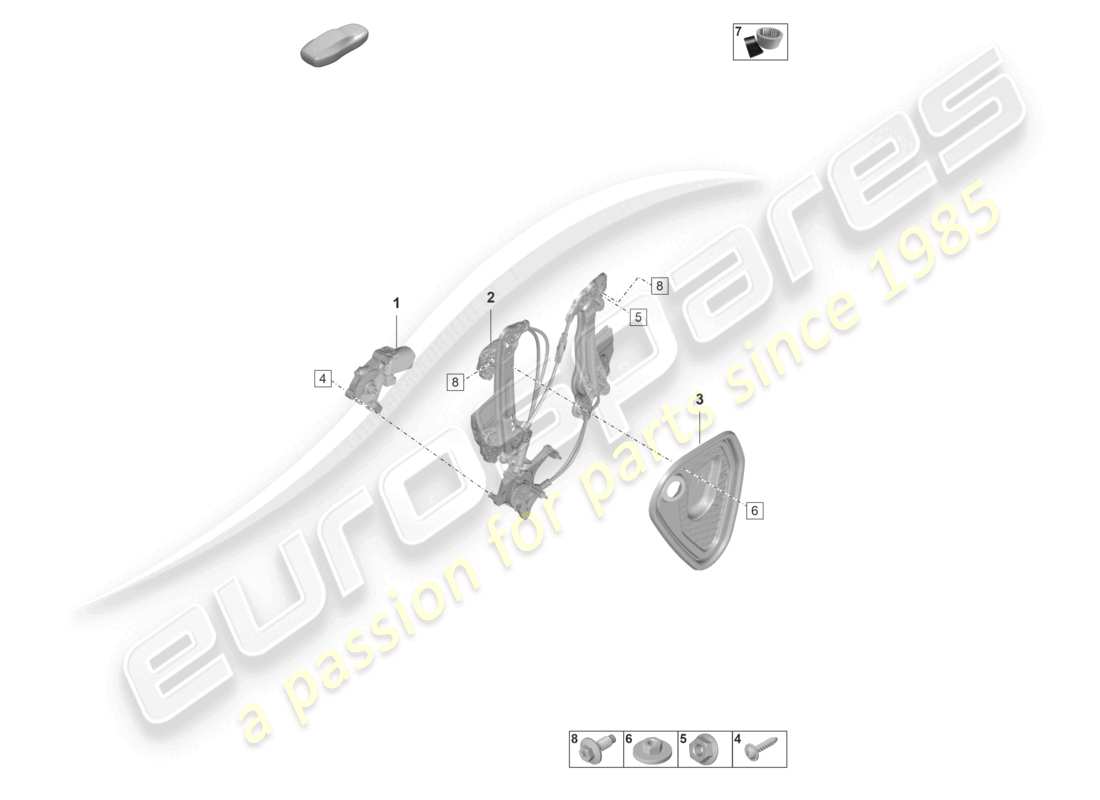 porsche 2023 (taycan 9j1-1) window regulator rear parts diagram