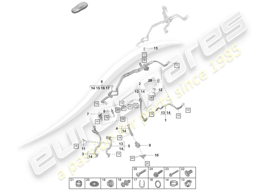 porsche 2024 (panamera 976) heating, air cond. system right for vehicles with hybrid drive wheel housing with side member part diagram