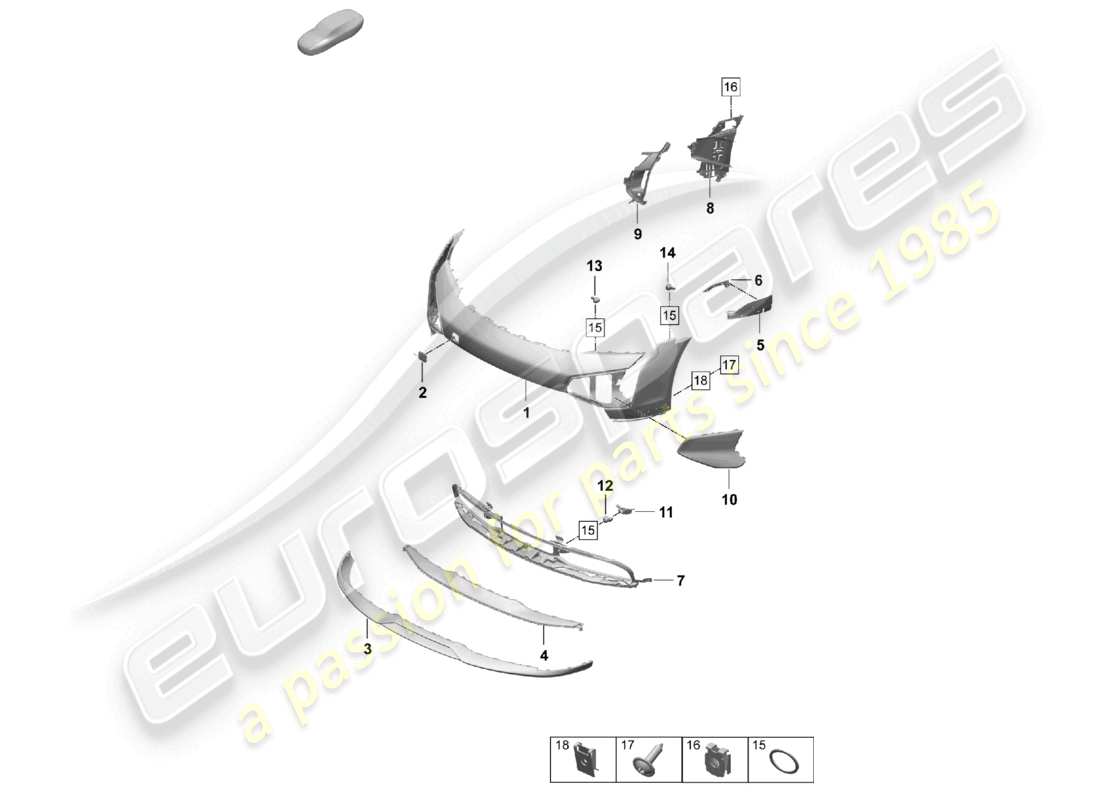 porsche 2025 (taycan 9j1-2) bumper front taycan cross turismo turbo offroad design package parts diagram