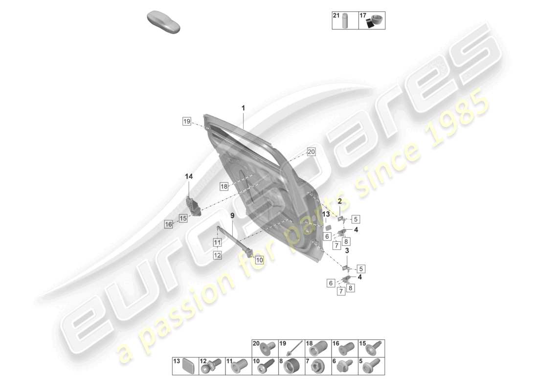 porsche 2023 (panamera 971-2) door shell rear parts diagram