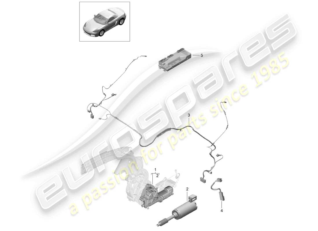 porsche 2025 (718 boxster) convertible top stowage box electric motor wire set part diagram