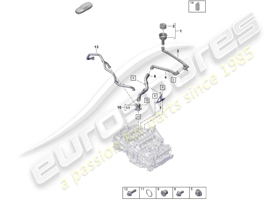 porsche 2021 (718 cayman) engine (oil press./lubrica.) oil filler pipe engine oil parts diagram