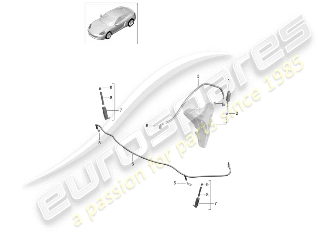 porsche 2022 (718 cayman) headlight washer system part diagram