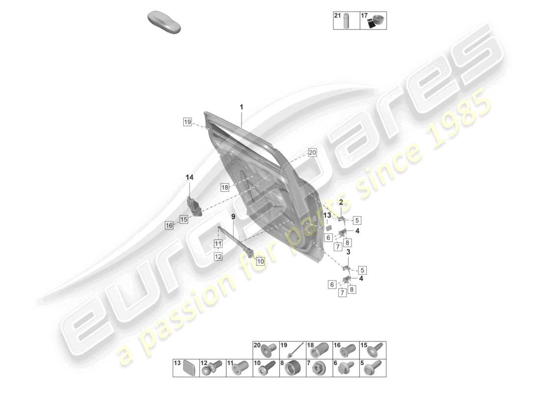 porsche 2023 (panamera 971-2) door shell rear parts diagram