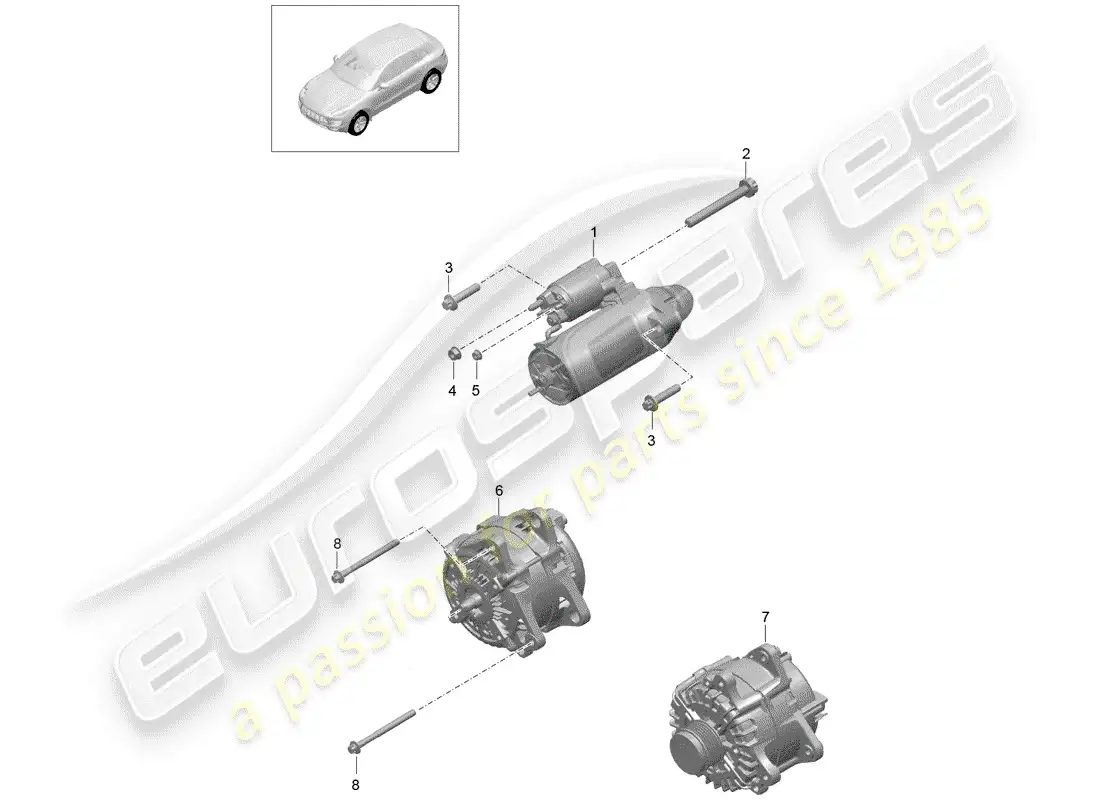 porsche 2014 (macan) starter alternator earth line parts diagram
