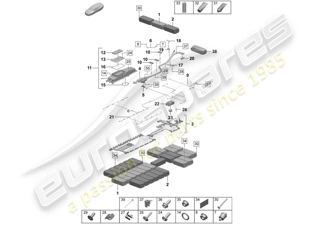 porsche 2025 (taycan 9j1-2) spare battery electric drive individual parts parts diagram