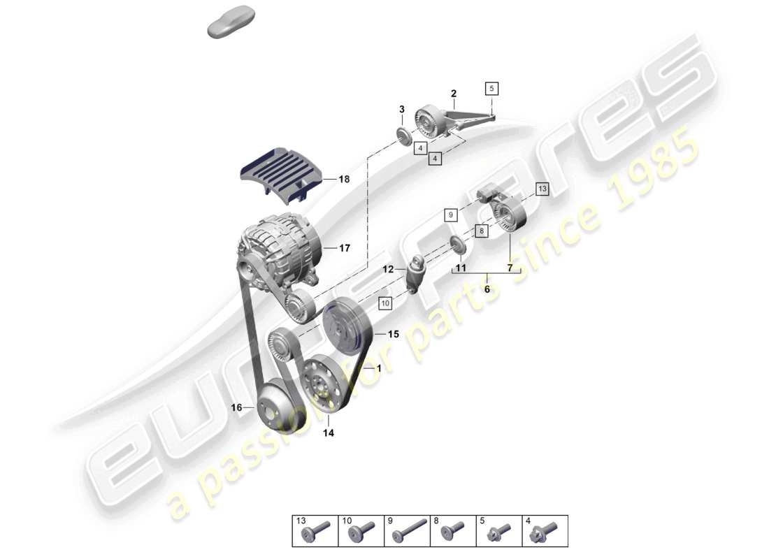 porsche 2024 (718 boxster spyder) poly-v-belt belt tensioner damper parts diagram