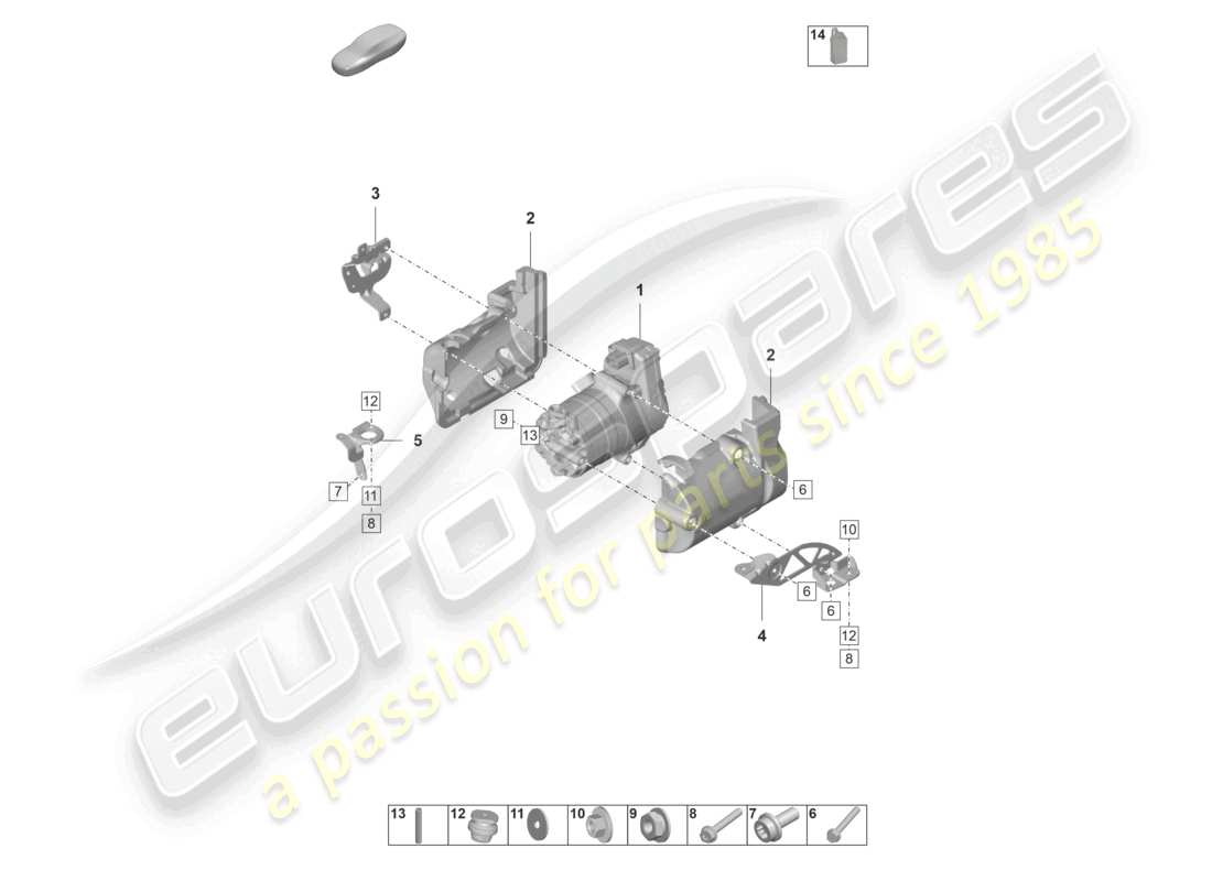 porsche 2023 (taycan 9j1-1) air conditioning a/c compressor with individual parts parts diagram