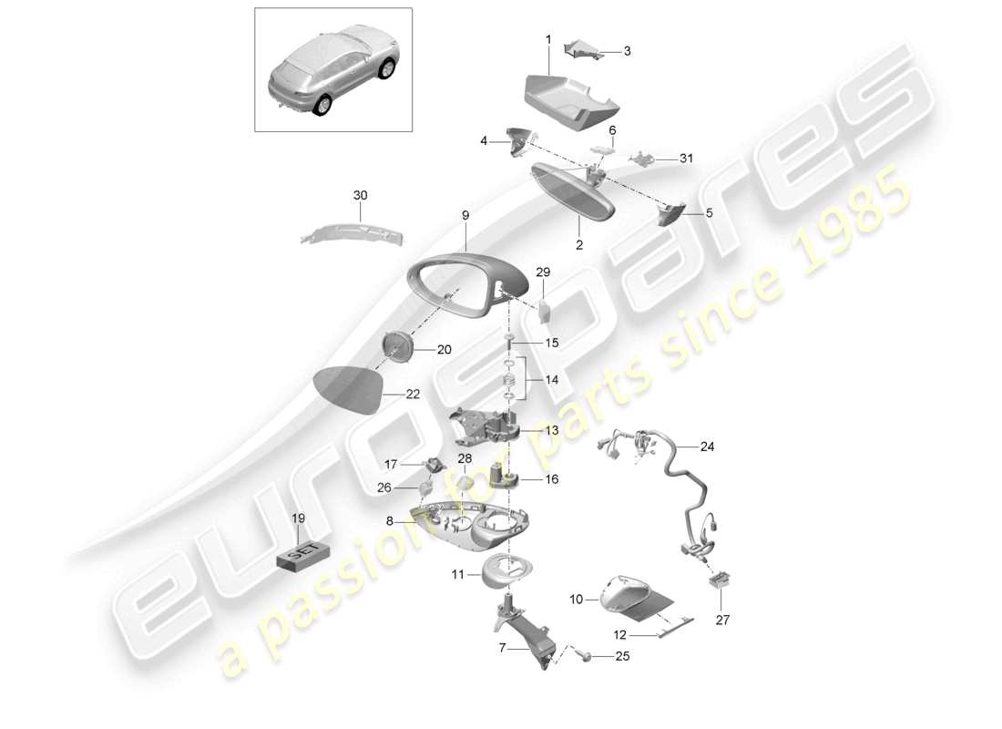 porsche 2023 (macan) interior mirror exterior mirror accessories part diagram