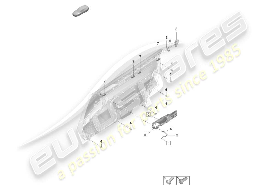 porsche 2024 (992-1) door panel fasteners accessories part diagram