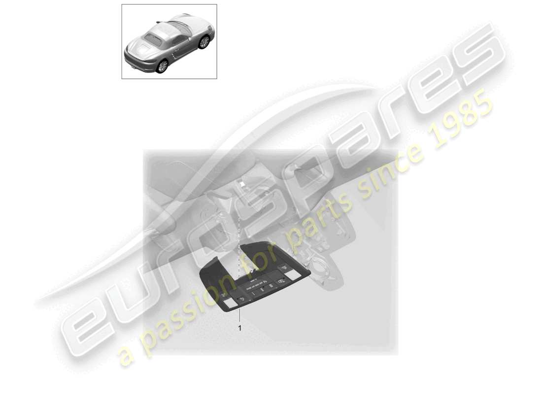 porsche 2024 (718 boxster) console roof parts diagram