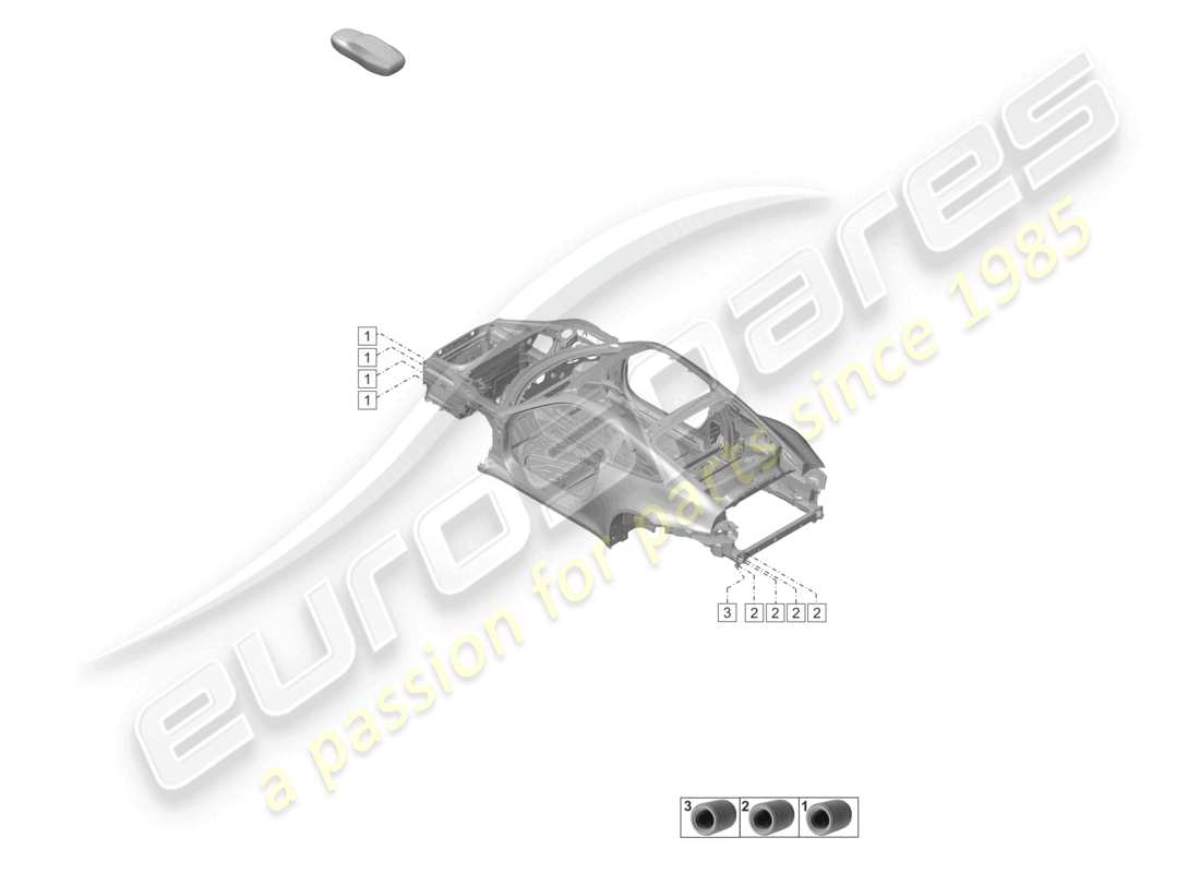 porsche 2022 (992-1 turbo / s) shock absorber mounting front and rear front end rear end parts diagram