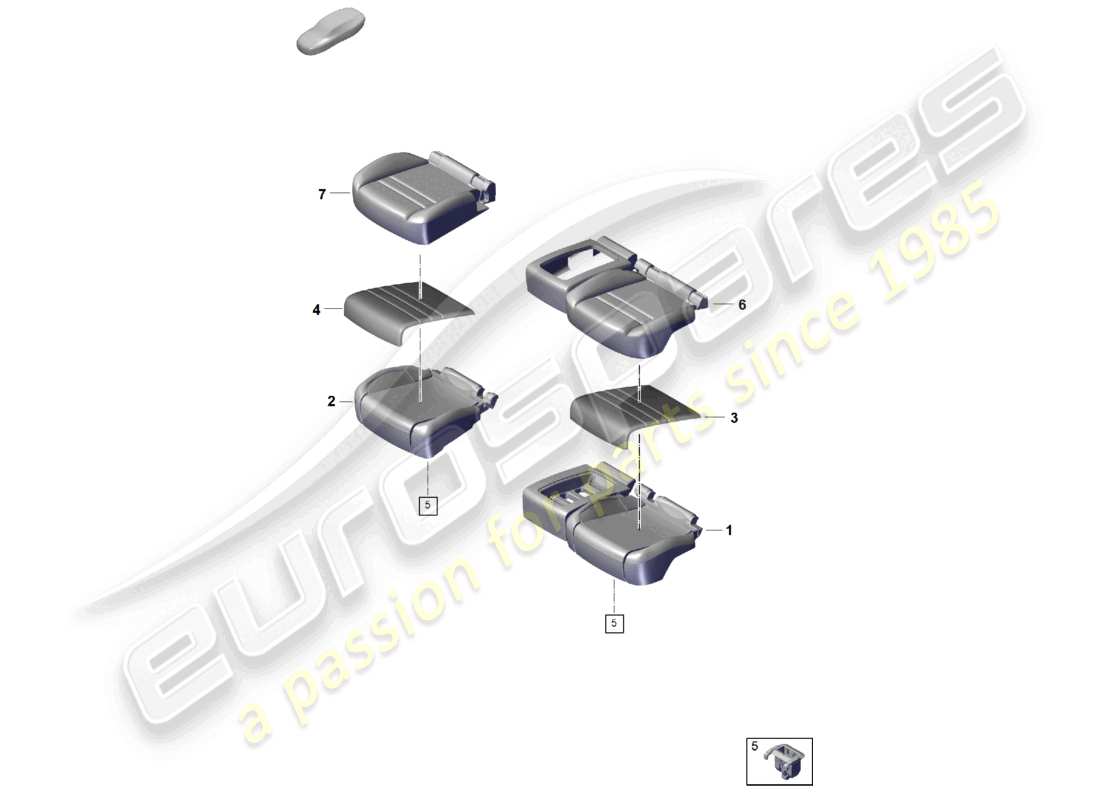 porsche 2025 (cayenne e3 pa) foam part rear seat cushion seat cover part diagram