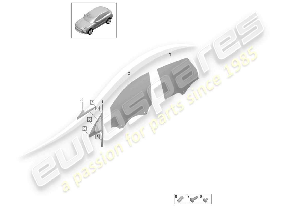 porsche 2026 (macan) door and side window part diagram