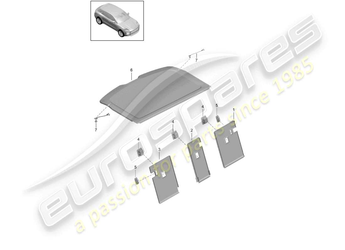 porsche 2026 (macan) covering rear panel cover cap cover for luggage boot part diagram
