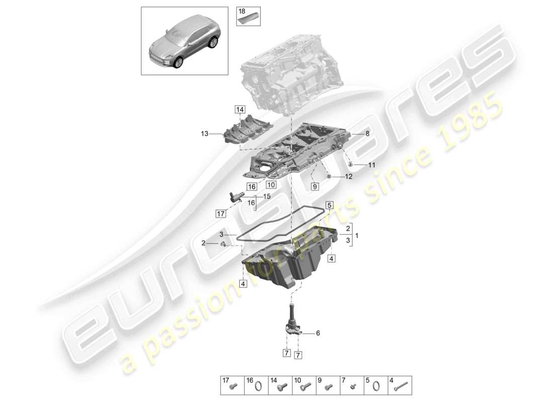 porsche 2022 (macan) oil-conducting housing oil sump part diagram