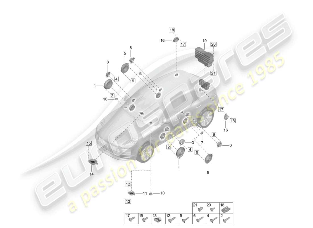 porsche 2024 (macan) loudspeaker part diagram