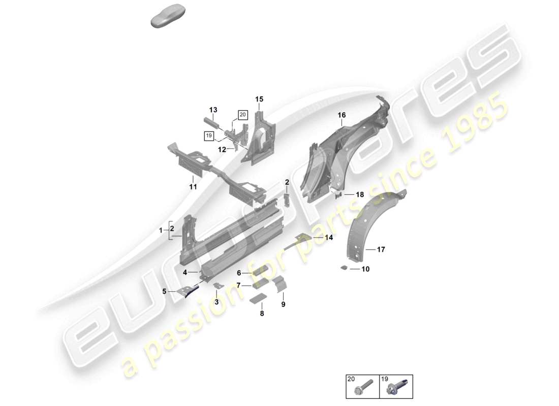 porsche 2025 (992-2) sill inner side panel, inner b-pillar parts diagram