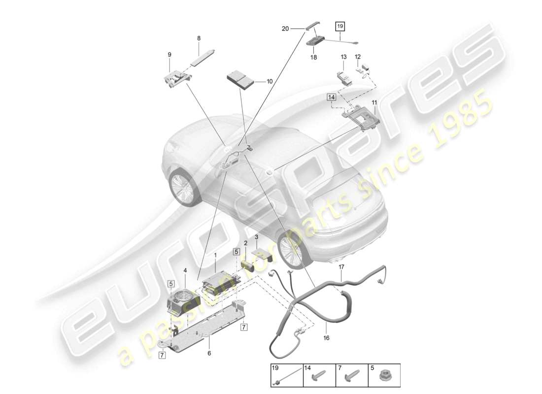 porsche 2022 (macan) for models with telephone and emergency call part diagram