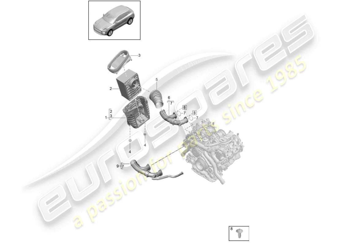 porsche 2024 (macan) air filter element air filter housing part diagram