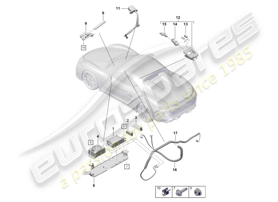 porsche 2021 (718 boxster spyder) for models with telephone and emergency call parts diagram