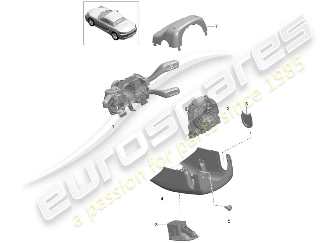 porsche 2025 (718 boxster) steering column switch part diagram