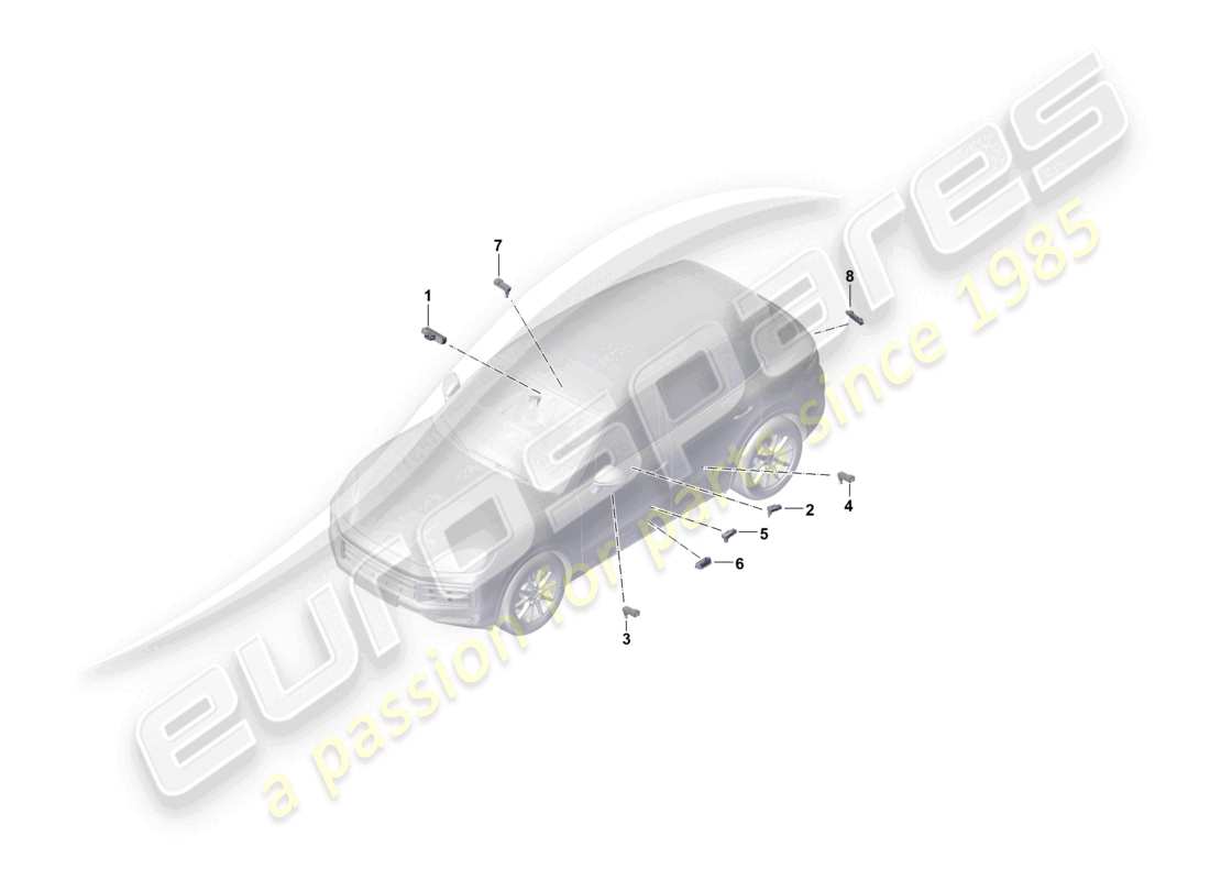 porsche 2024 (cayenne e3 pa) interior lighting exterior mirror door warning light light part diagram