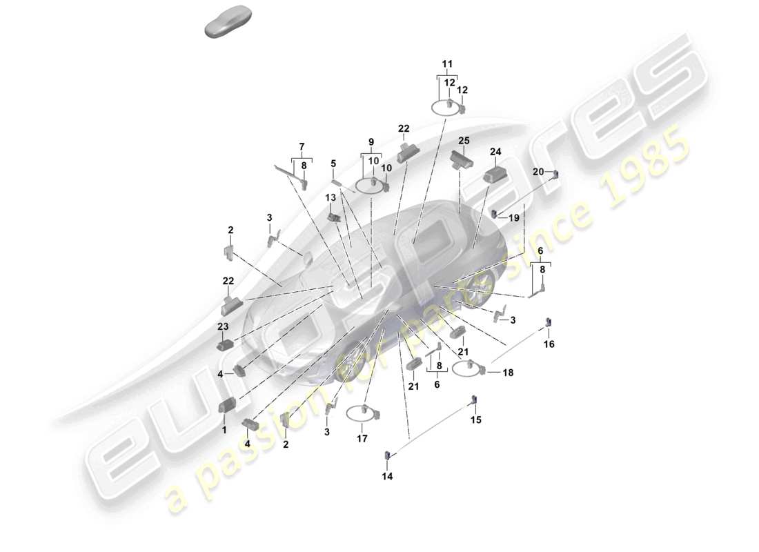 porsche 2021 (taycan 9j1-1) interior light part diagram