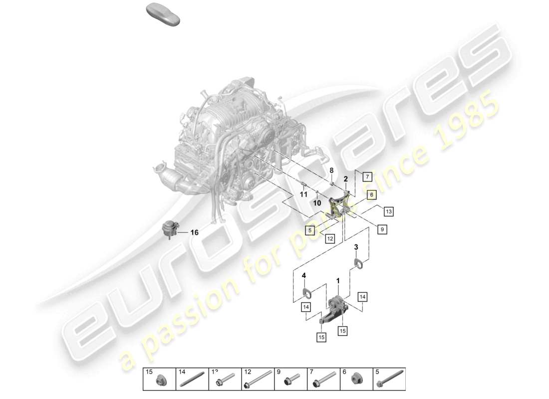 porsche 2023 (718 cayman gt4) engine lifting tackle part diagram