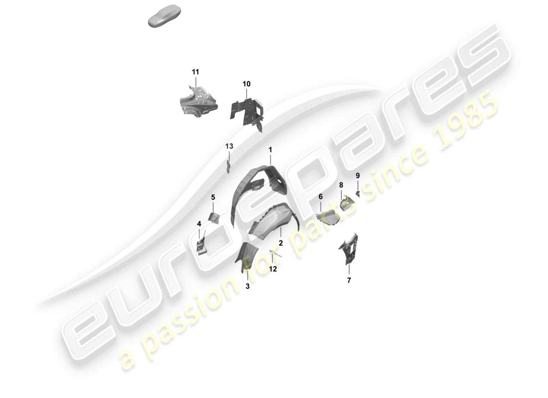 porsche 2025 (taycan 9j1-2) side panel, inner rear wheel housing parts diagram
