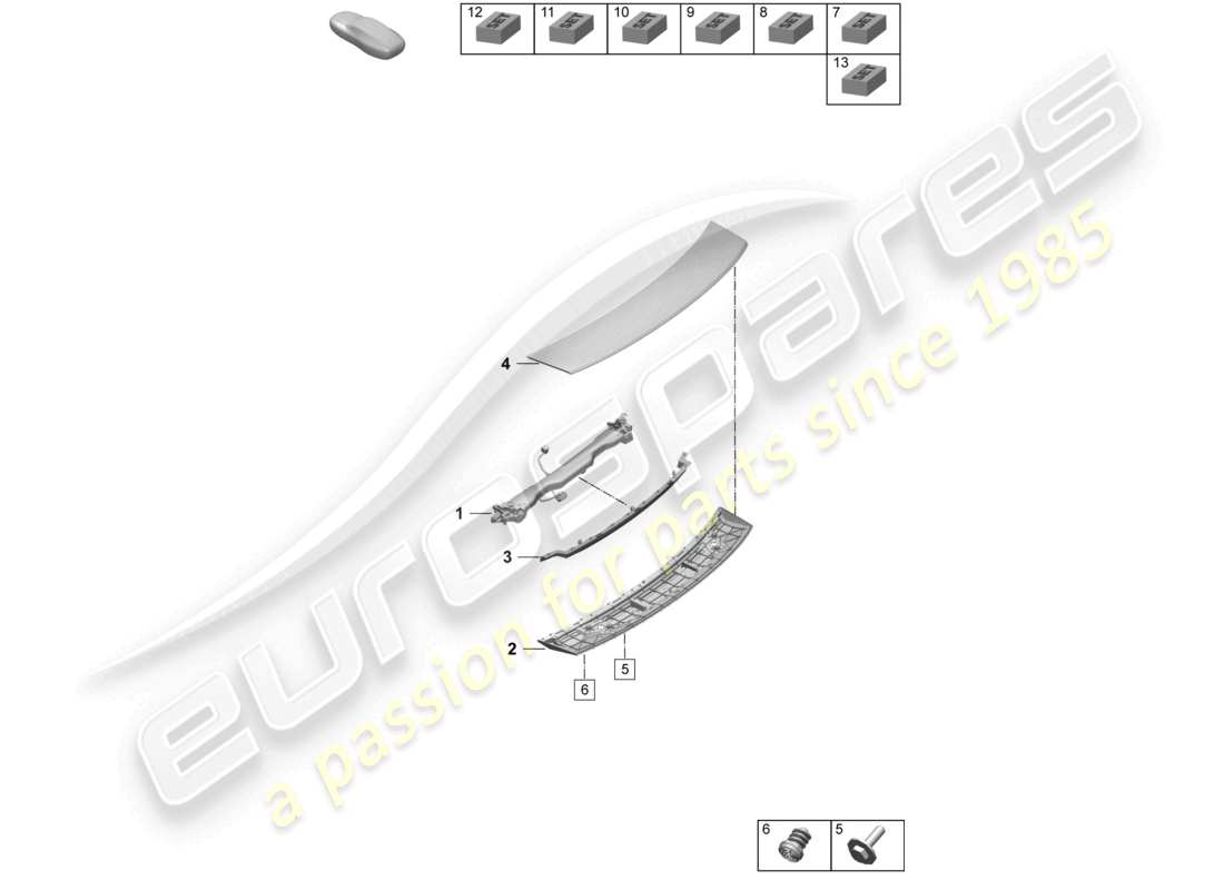 porsche 2025 (taycan 9j1-2) rear spoiler parts diagram