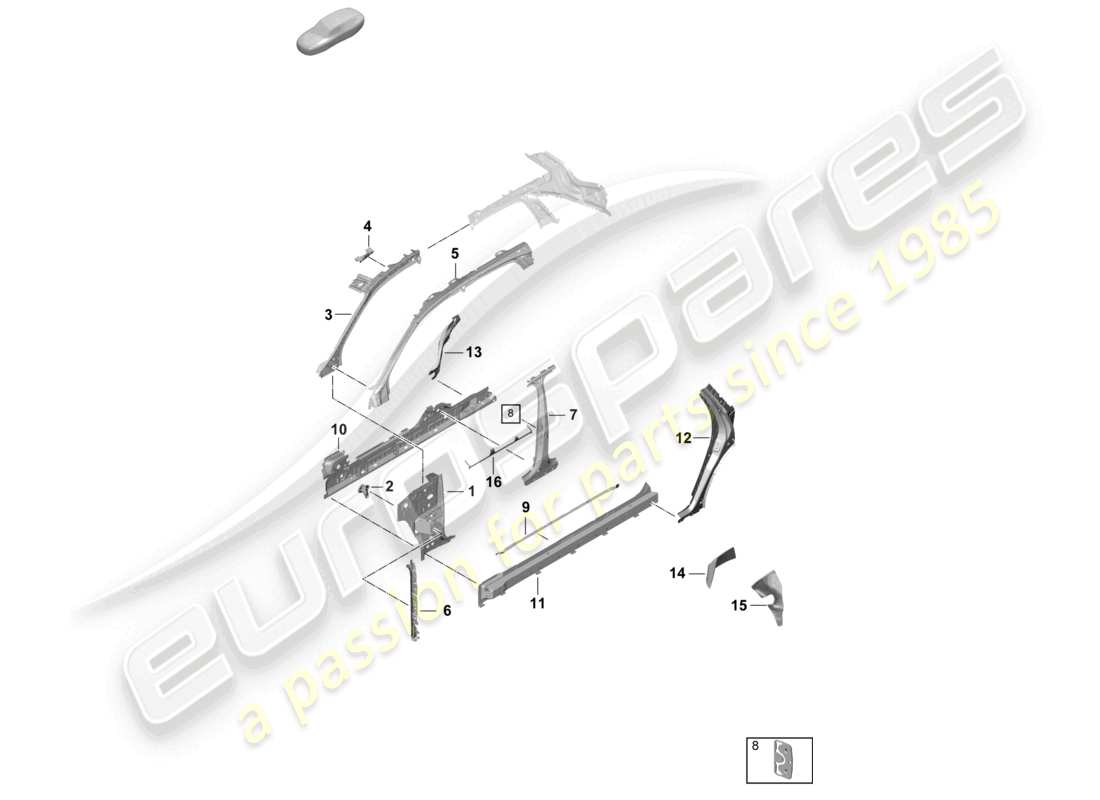 porsche 2024 (cayenne e3 pa) side part front, inner part diagram